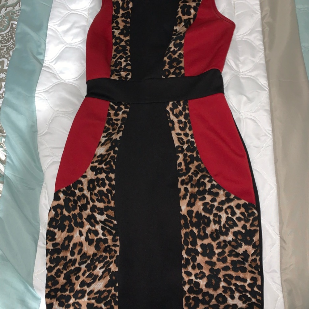 Size small leopard/red/black dress